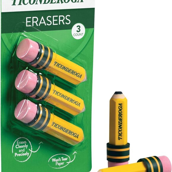 Erasers, Pencil Shaped, Latex-Free, Yellow, 3-Pack - Picture 4 of 7